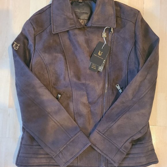 NWT Women's Brown Faux Suede Jacket - Large - Picture 1 of 6